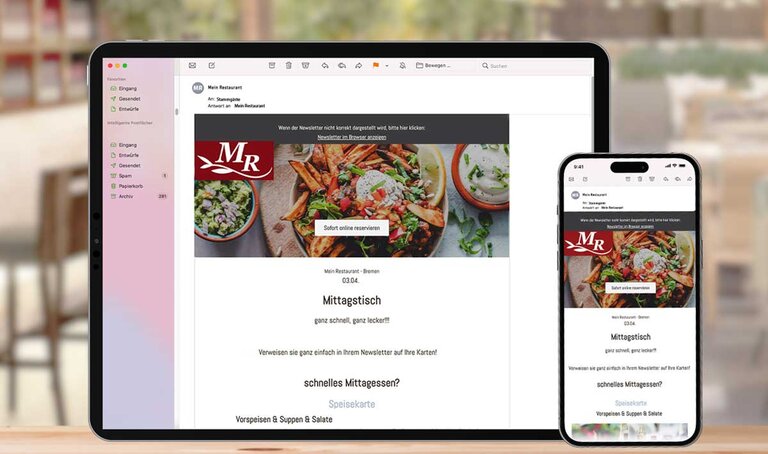gastronovi im Browser auf dem Laptop und auf dem Handy